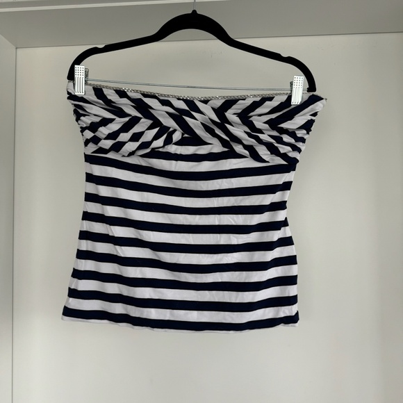 NWT - White House Black Market - Stripe Tube Top Navy/White Sz Medium - Picture 1 of 4
